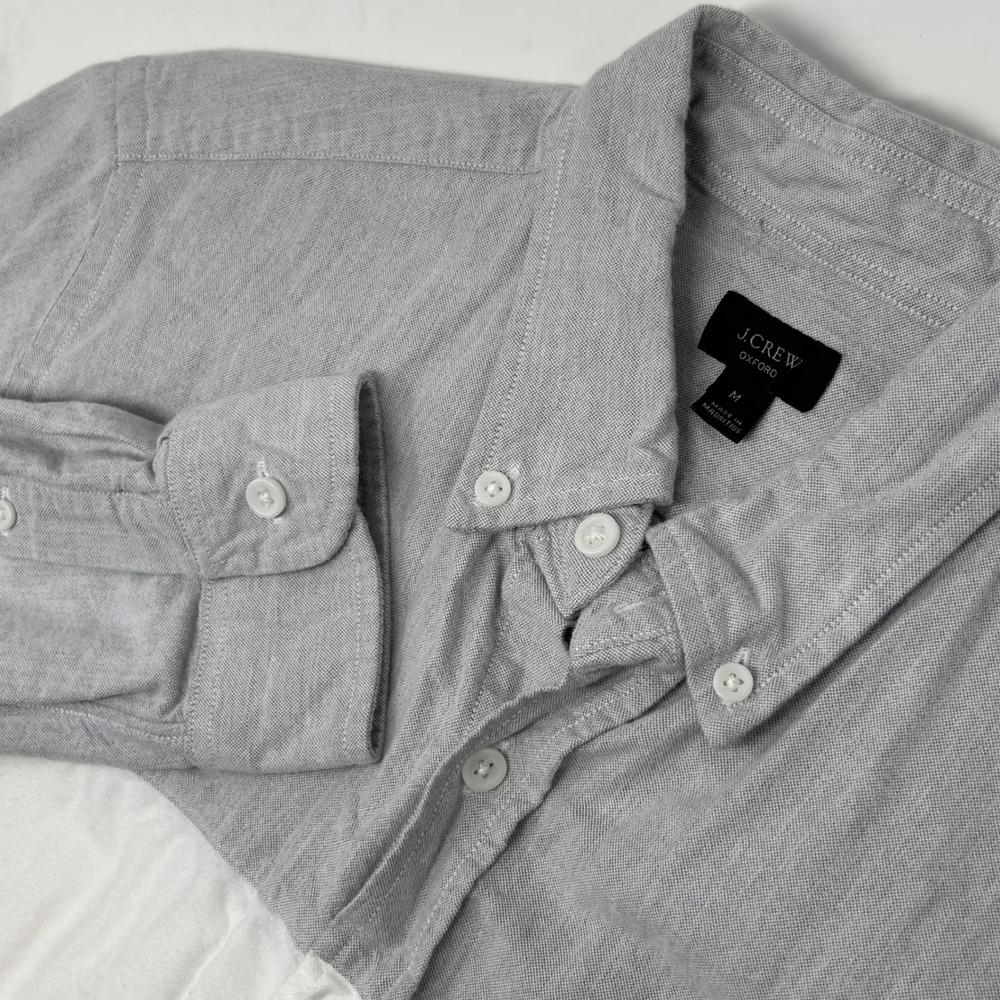 J.Crew Men's M Oxford Bold Shirt Gray/White Colorblock Cotton Button Down